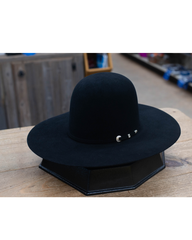 10x Open Crown Felt Hat - Black