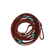 5/8'' 5 Plait Braided Barrel Reins with 4 Turquoise Knot