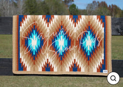 Sur Tapis Ranch ''Teagan'' Sable, Rouille & Bleu Royal