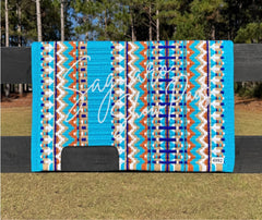 Sur Tapis ''Allister 5.0'' Turquoise, Bleu, Rouille & Tan