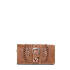 Porte Monnaie avec Ceinture Motif Aztec Brun