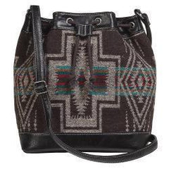 Sacoche Style Seau Noir avec Motifs Navajo