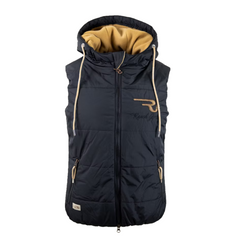 Black Hooded Vest Pam Caramel Logo