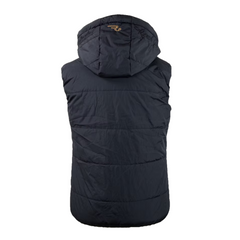 Black Hooded Vest Pam Caramel Logo