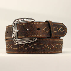 Ceinture Brune Broderie Simple - Homme