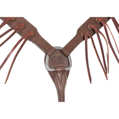 FG Breastcollar Choco Roughout Parachute Concho & Fringe