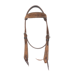 Bride FG Frontal Choco Cuir Renversé Buckstitch Naturel