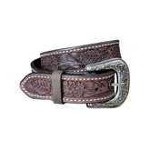 Ceinture FG Choco Cuir Renversé Full Floral