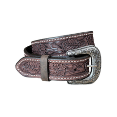 Ceinture FG Choco Cuir Renversé Full Floral