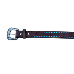 FG Choco Belt Roughout with Buckstitch - Turquoise