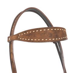 Bride FG Frontal Choco Cuir Renversé Buckstitch Naturel