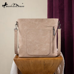 Fringe Crossbody Bag, Braided Brown & Cross Detail