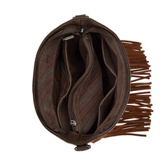 Fringe Crossbody Bag, Braided Turquoise & Cross Detail