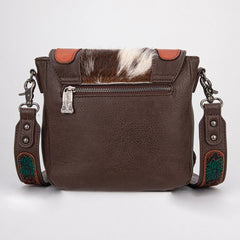 Fringe Crossbody, Cowhide Flap & Turquoise Accent