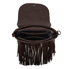 Fringe Crossbody, Cowhide Flap & Turquoise Accent