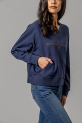 Coton Ouaté Col Rond Gracie Bleu Denim