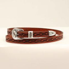 Hat Band 3/8'' Hand Tooled - Diamond Deisgn