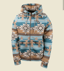 Veste avec Capuche Shirley Aztec - Turquoise & Tan