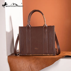 Sacoche Cabas en Cuir - Broderie Aztèque Bleus