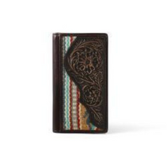 Long Wallet with Navajo Rug with Antique Tooling