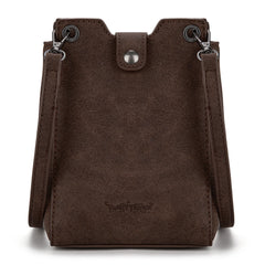 Mini Sacoche en Cuir Brun Gravé - Détail Aztèque Tan