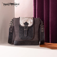 Tooled Leather Crossbody, Cowhide Flap Tooled Strap