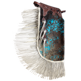 Turquoise Cowhide Chinks with Twisted Fringe