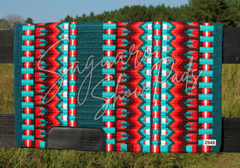 Sur Tapis Magnolia - Bleu, Aqua & Rouge