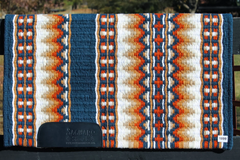 Sur Tapis Rylander - Bleu Marin, Orange & Blanc