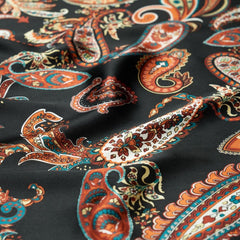 Foulard Deluxe en Satin - Orange Paisley