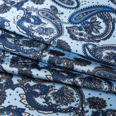 Foulard Deluxe en Satin - Paisley Bleu Ciel