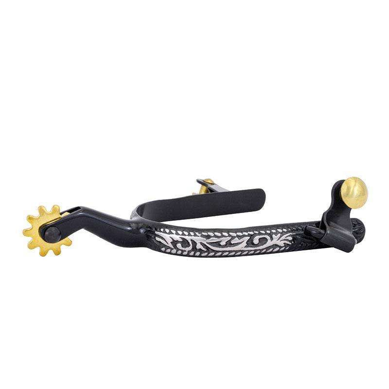 Engraved Black Satin Spurs - Mens - FG Pro Shop Inc.