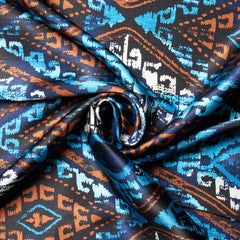 Foulard Deluxe en Satin 44x44'' - Tribal Turquoise