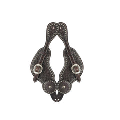 Courroies d'Éperons en Cuir avec Dots - Brun Foncé