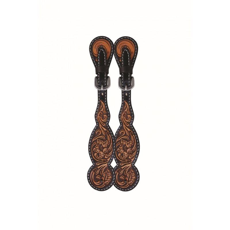 JT Two-Tone Floral Tear Drop Spur Straps - Ladies - FG Pro Shop Inc.