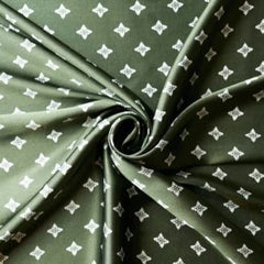 Foulard Deluxe en Satin 44x44'' - Olive Geo