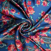 Foulard Deluxe en Satin 44x44'' - Roses Paisley