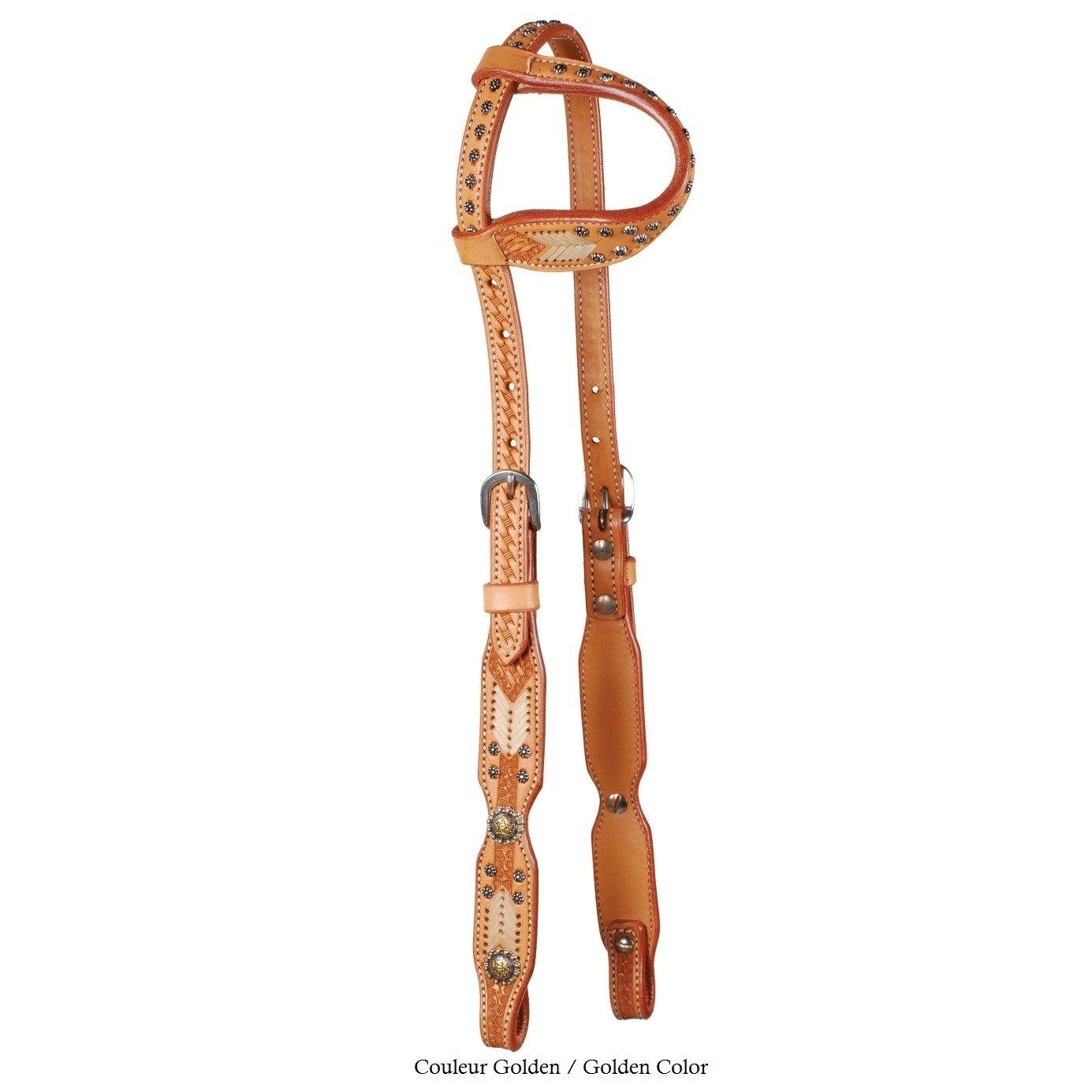 Rawhide & Basket Ear Headstall with Conchos - FG Pro Shop Inc.