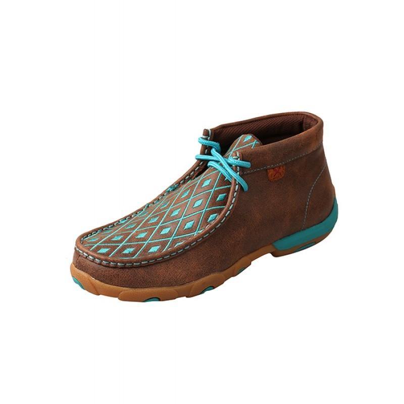 Womens Twisted X Brown/Turquoise Driving Moccasins - FG Pro Shop Inc.