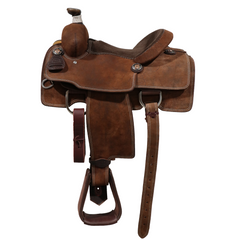 Selle Calf Roper en Cuir Renversé - Brun Foncé