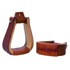 Étriers de Roping en Bois Rosewood avec Cuir Repoussé 3"