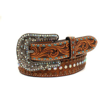 Load image into Gallery viewer, Angel Ranch Ladies Turquoise Buckstitch Belt
