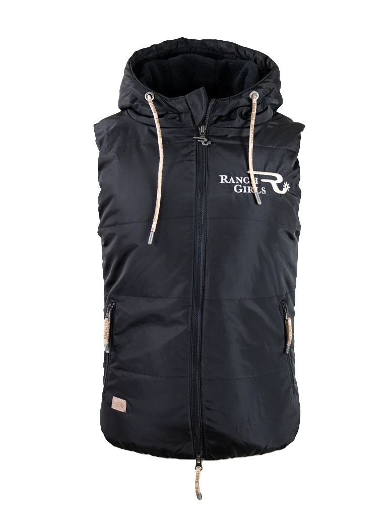 Hooded Vest Pam with No Sleeve Black