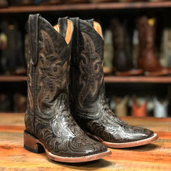 Brown with Floral Embossed Kids Boots