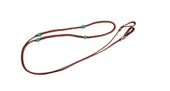 Rênes de baril en cuir tressé 5/8" Cowboy Tack avec 4 nœuds turquoise
