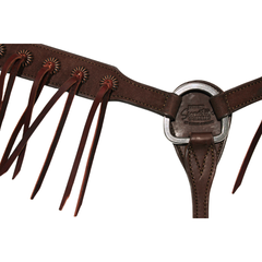 FG Breastcollar Choco Roughout Parachute Concho & Fringe
