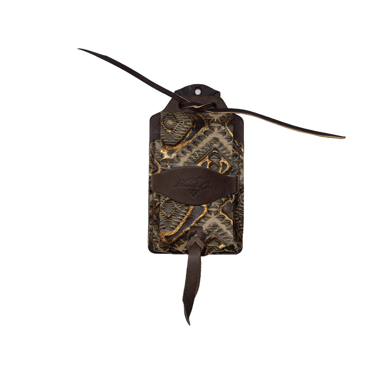 Leather Cellphone Case Rear Cinch - Copper Aztec