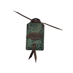 Leather Cellphone Case Rear Cinch - Copper/Emerald