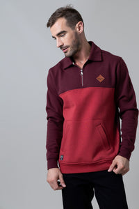 Diamond Head Quarter Zip Sweatshirt - Burgundy