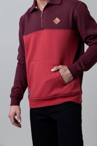 Diamond Head Quarter Zip Sweatshirt - Burgundy